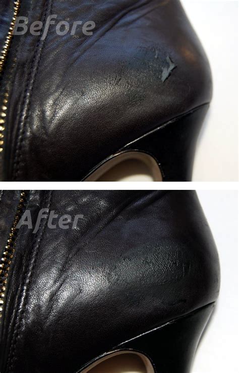 how to repair scuffed fake leather shoes|repair deep scratch leather shoe.